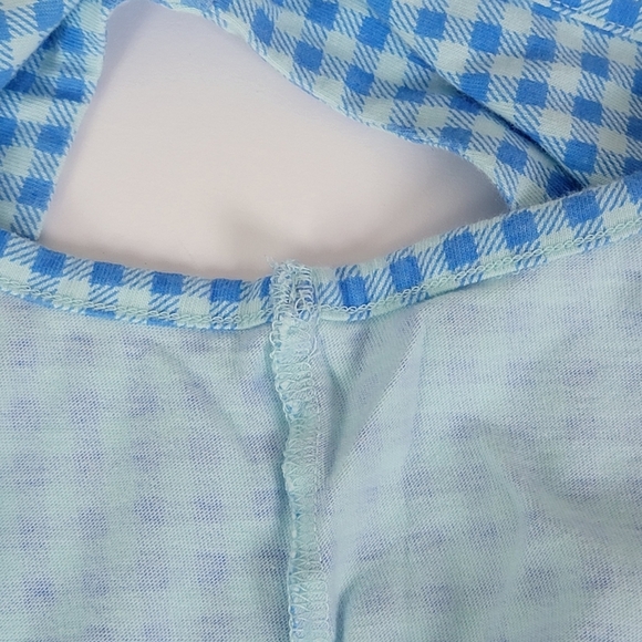 Lands' End Blue And White Gingham Check Sleeveless Jersey Swim Cover Up Dress XL - Picture 10 of 14